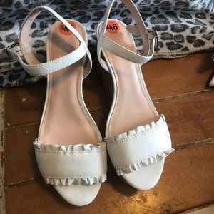 Kate spade Tomas White Leather Cork Wedge.